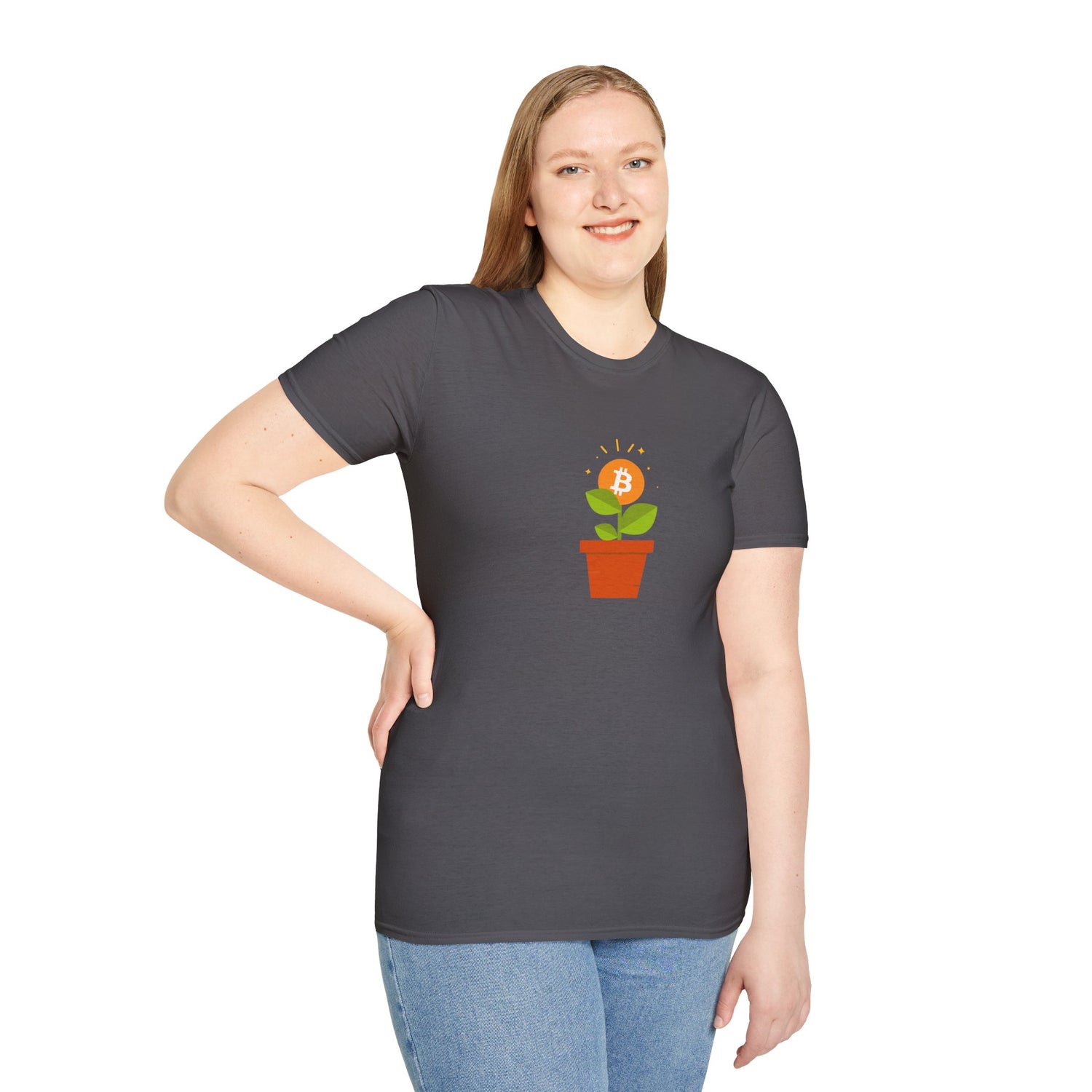 Bitcoin Flower Pot - Cotton T-Shirt