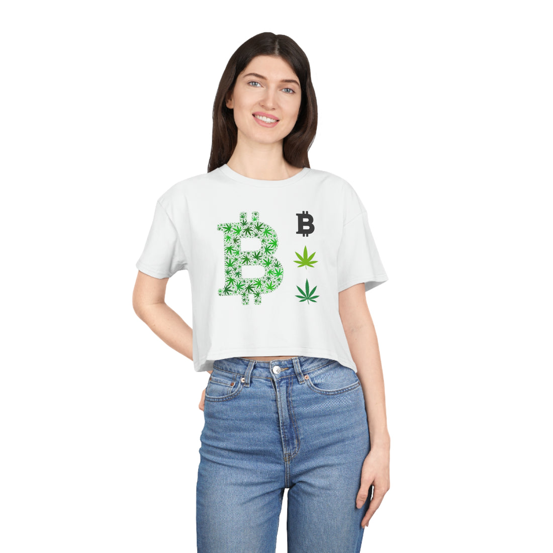 Crop Tee - Bitcoin leaves