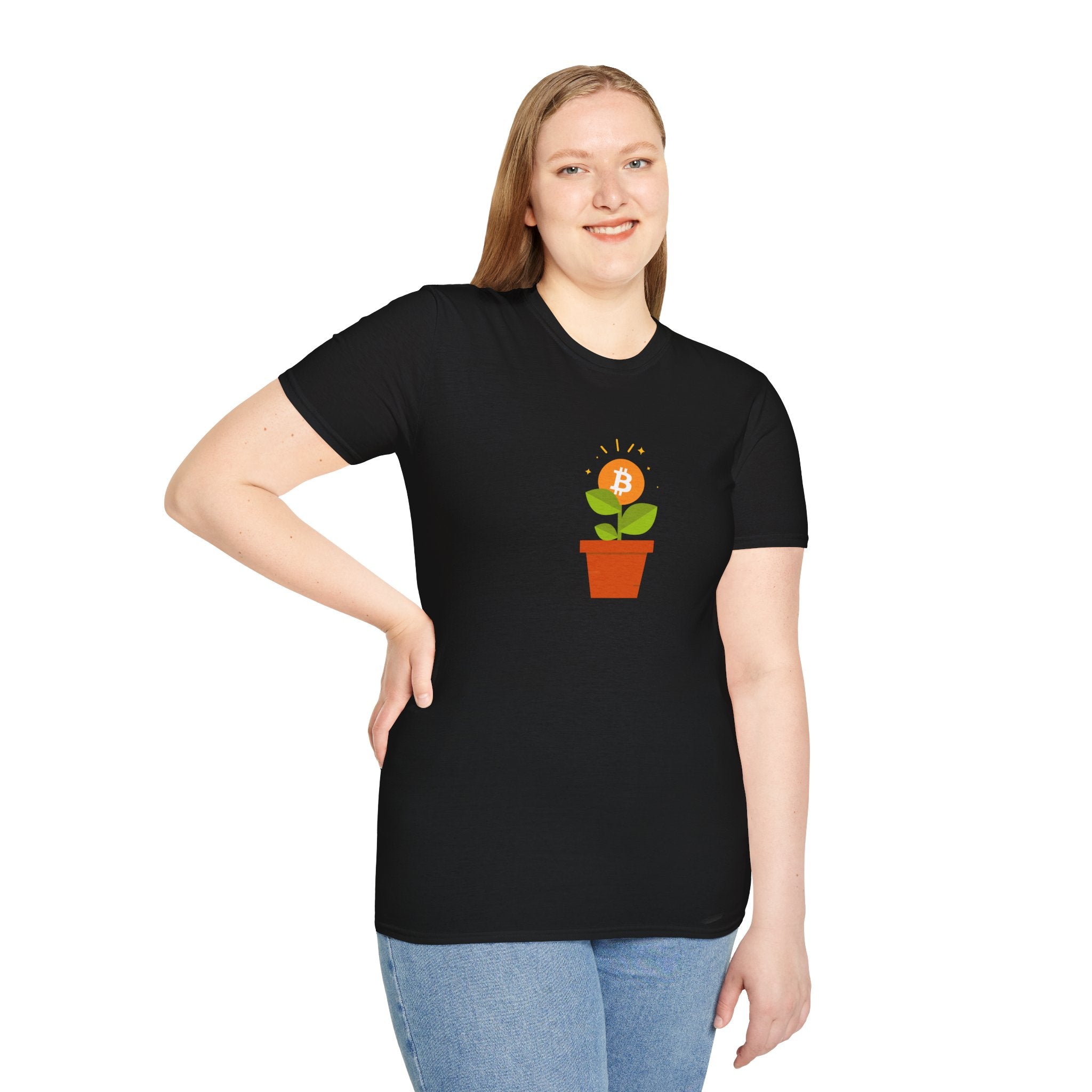 Bitcoin Flower Pot - Cotton T-Shirt