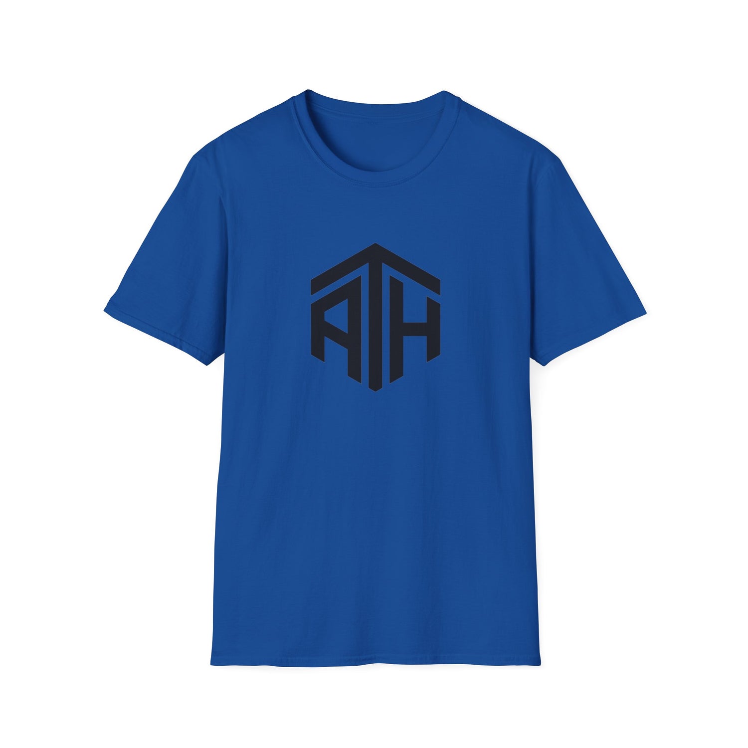 Blue crypto t-shirt with ATH (All Time High) in black