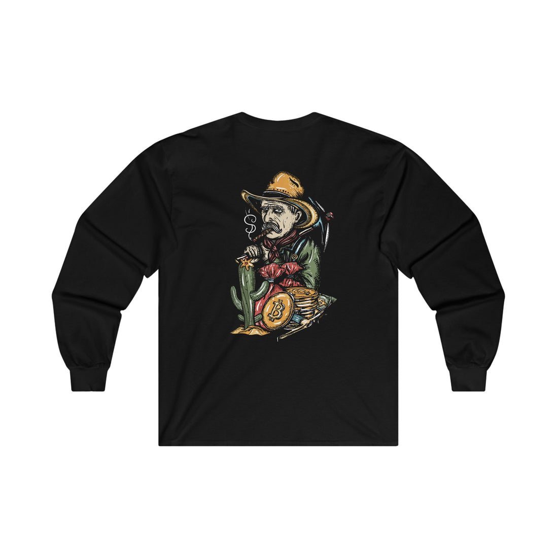 Smoking Bitcoin Man - Long Sleeve Tee