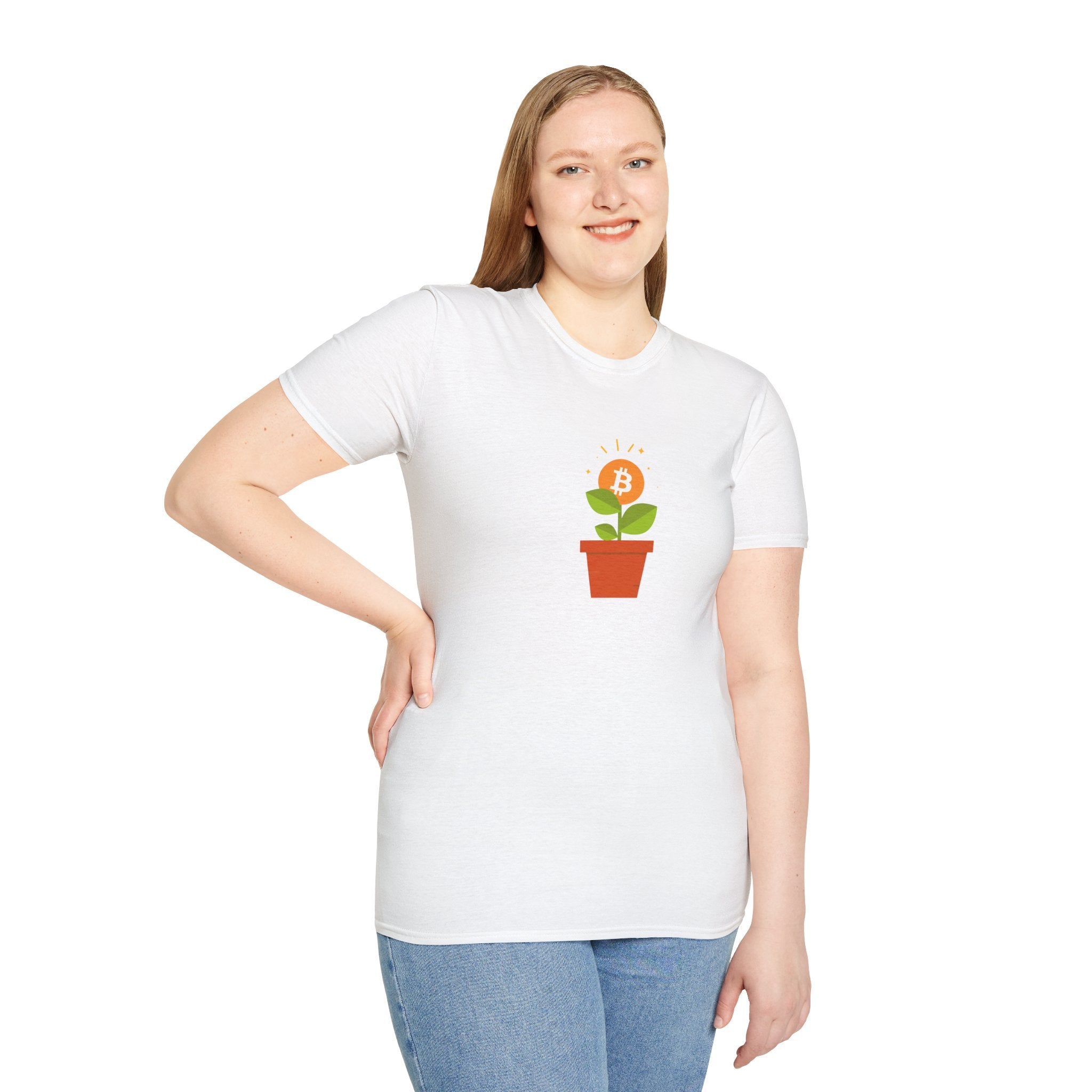 Bitcoin Flower Pot - Cotton T-Shirt