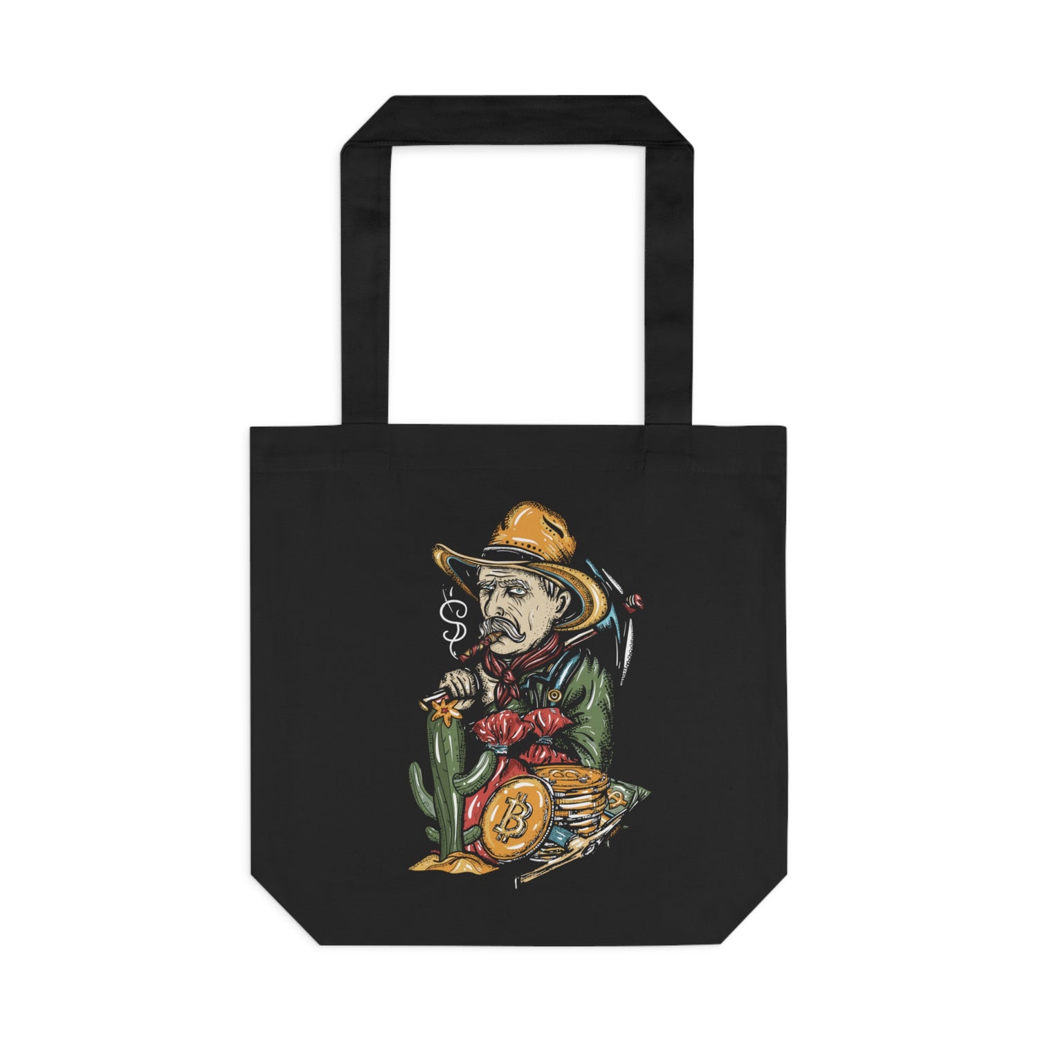 Premium 100% Cotton Tote Bag - Smoking Bitcoin Man