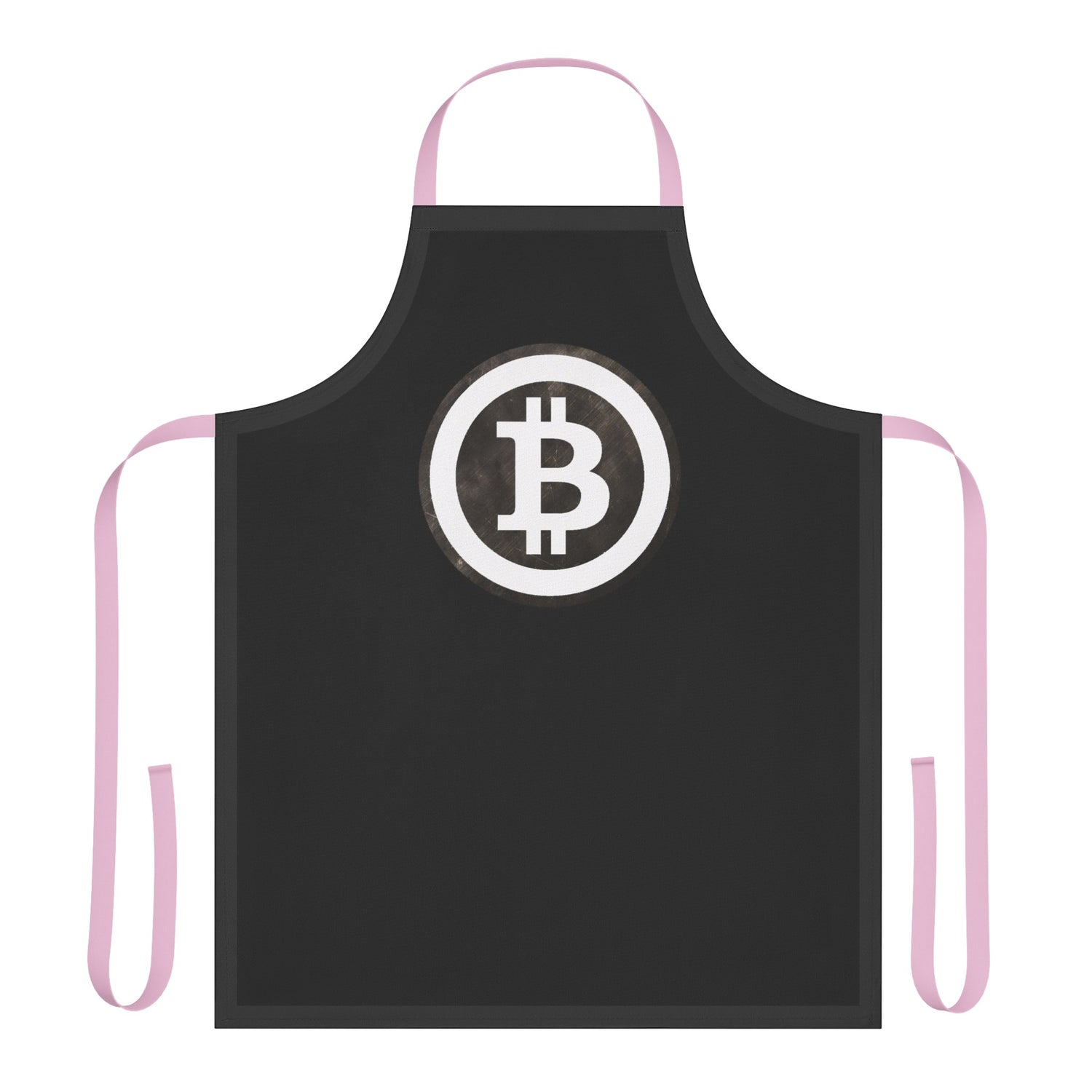 Bitcoin-themed black apron, great for cooking enthusiasts