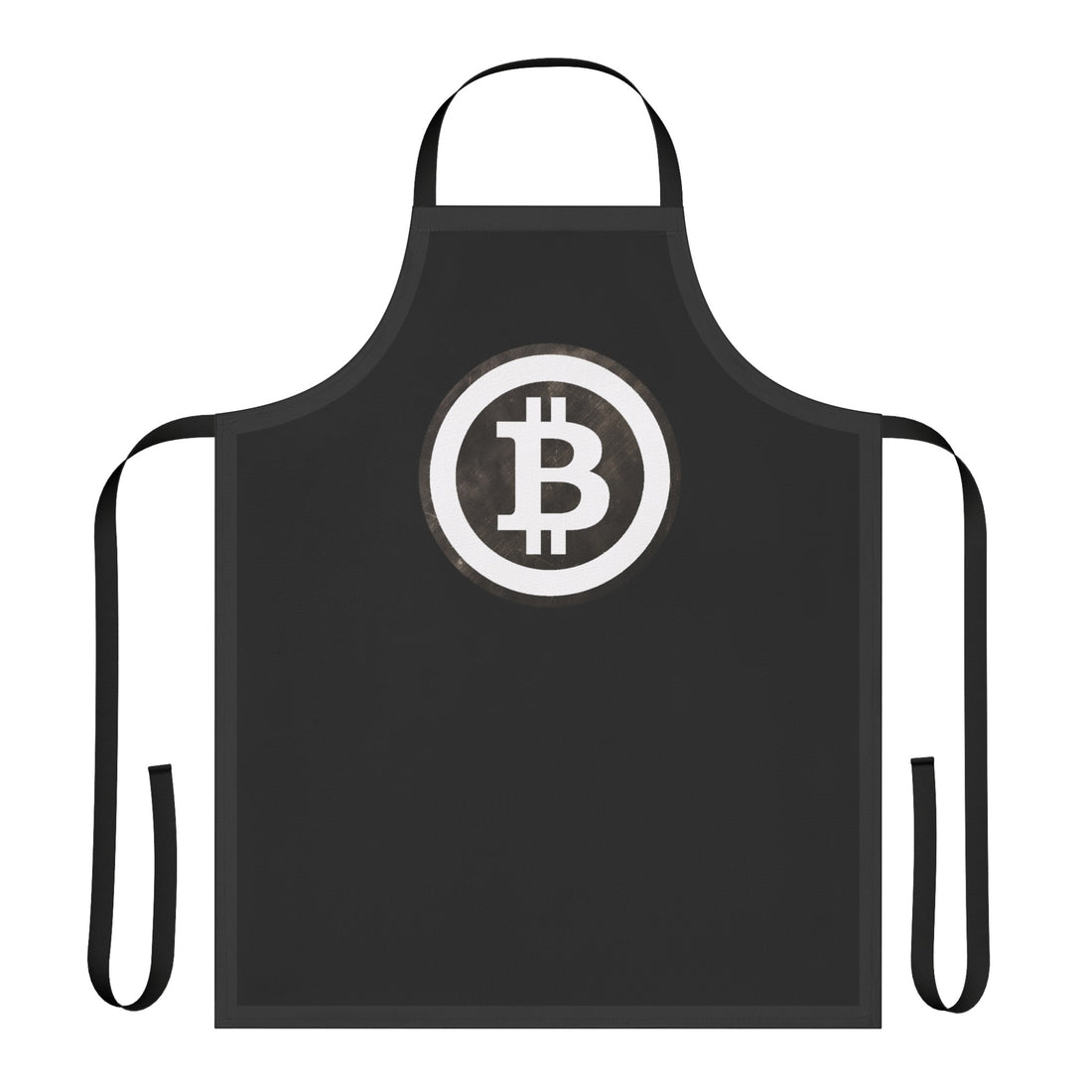 Bitcoin-themed black apron, great for cooking enthusiasts