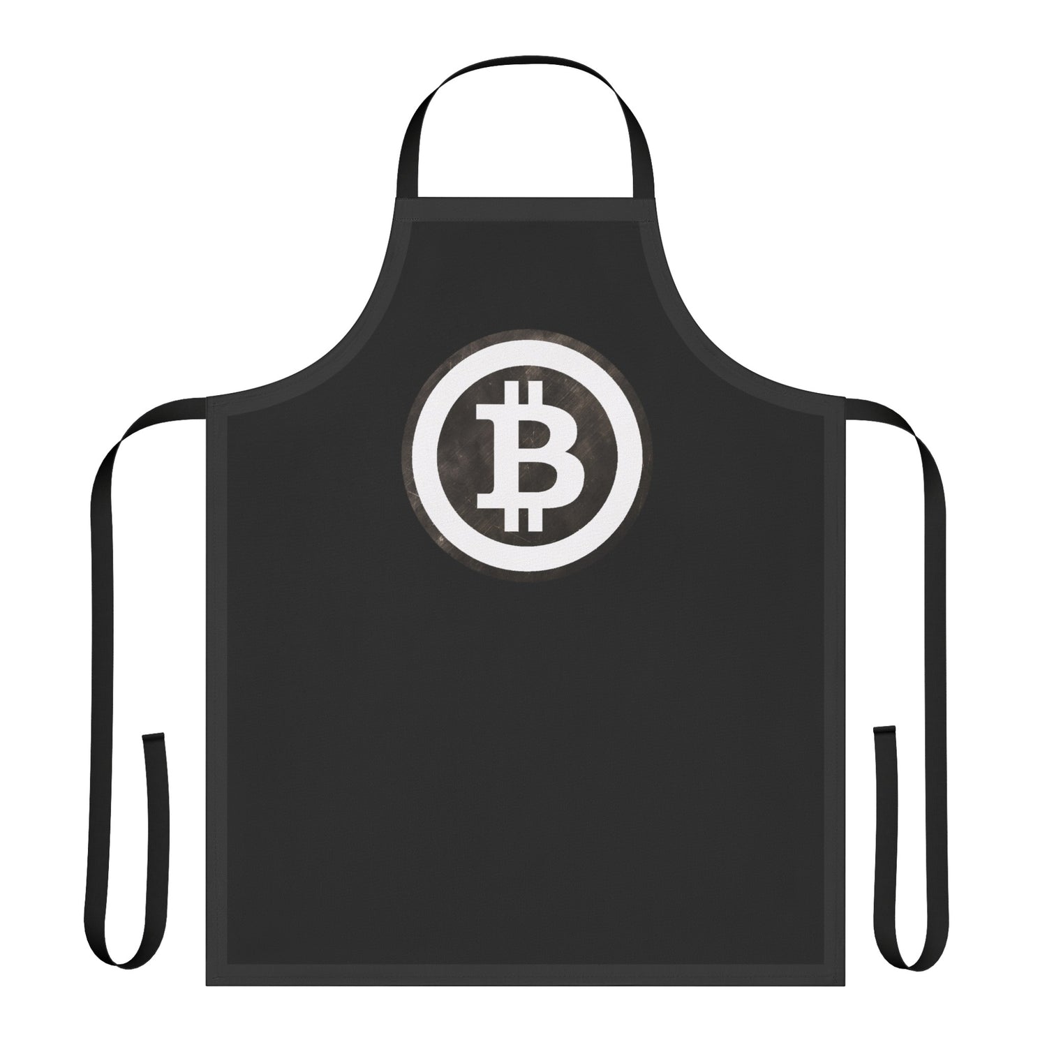 Bitcoin-themed black apron, great for cooking enthusiasts