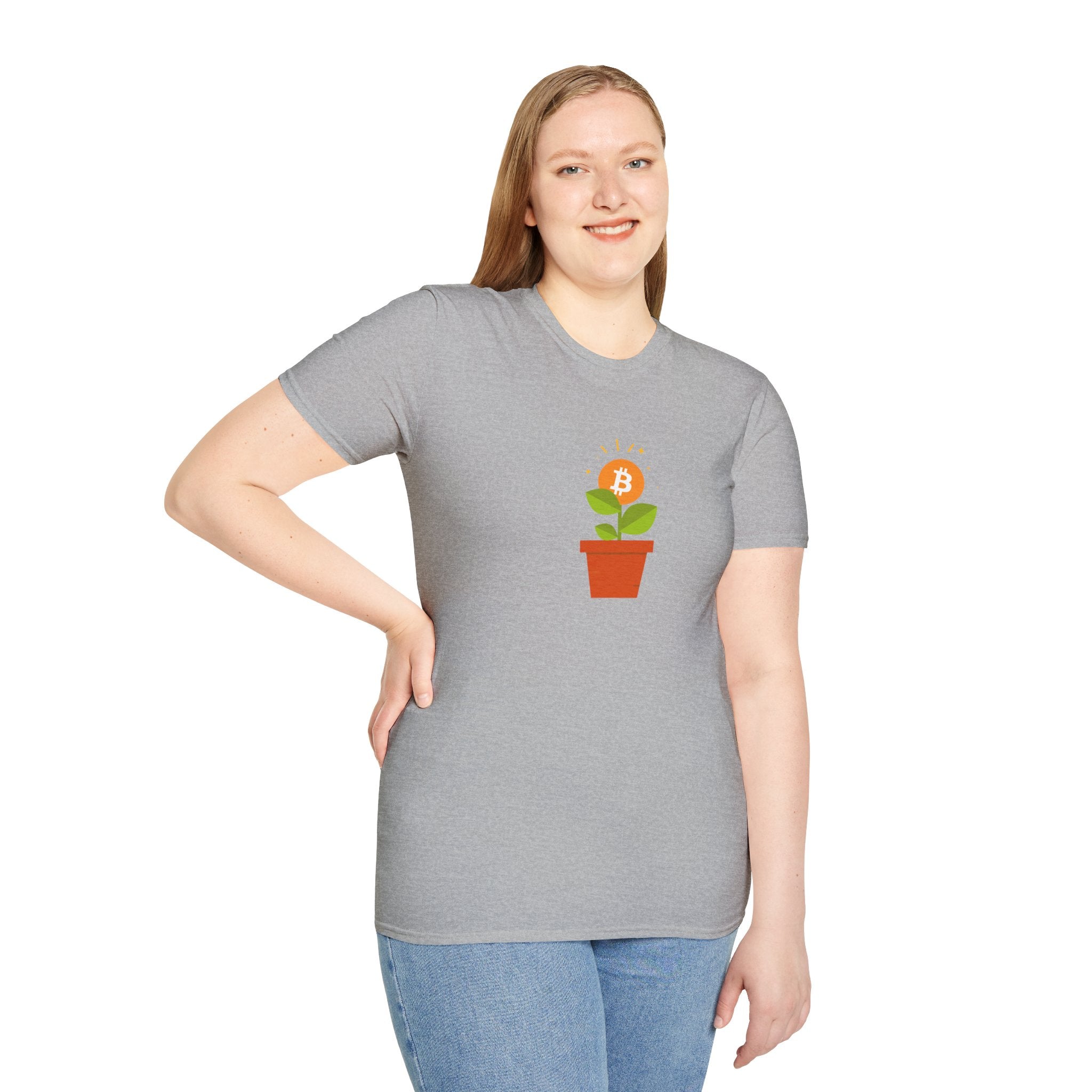 Bitcoin Flower Pot - Cotton T-Shirt