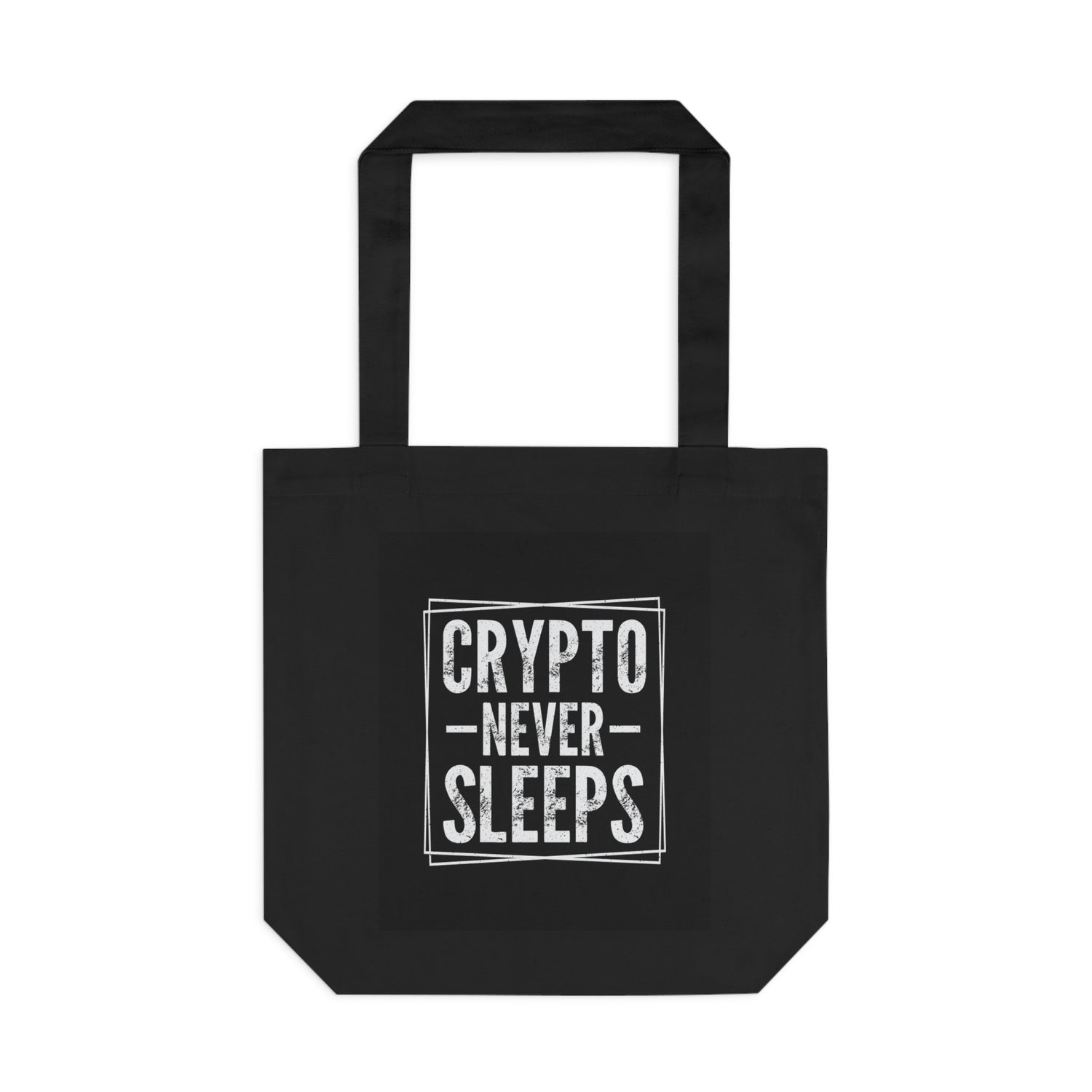 Premium 100% Cotton Tote Bag - Crypto Never Sleeps