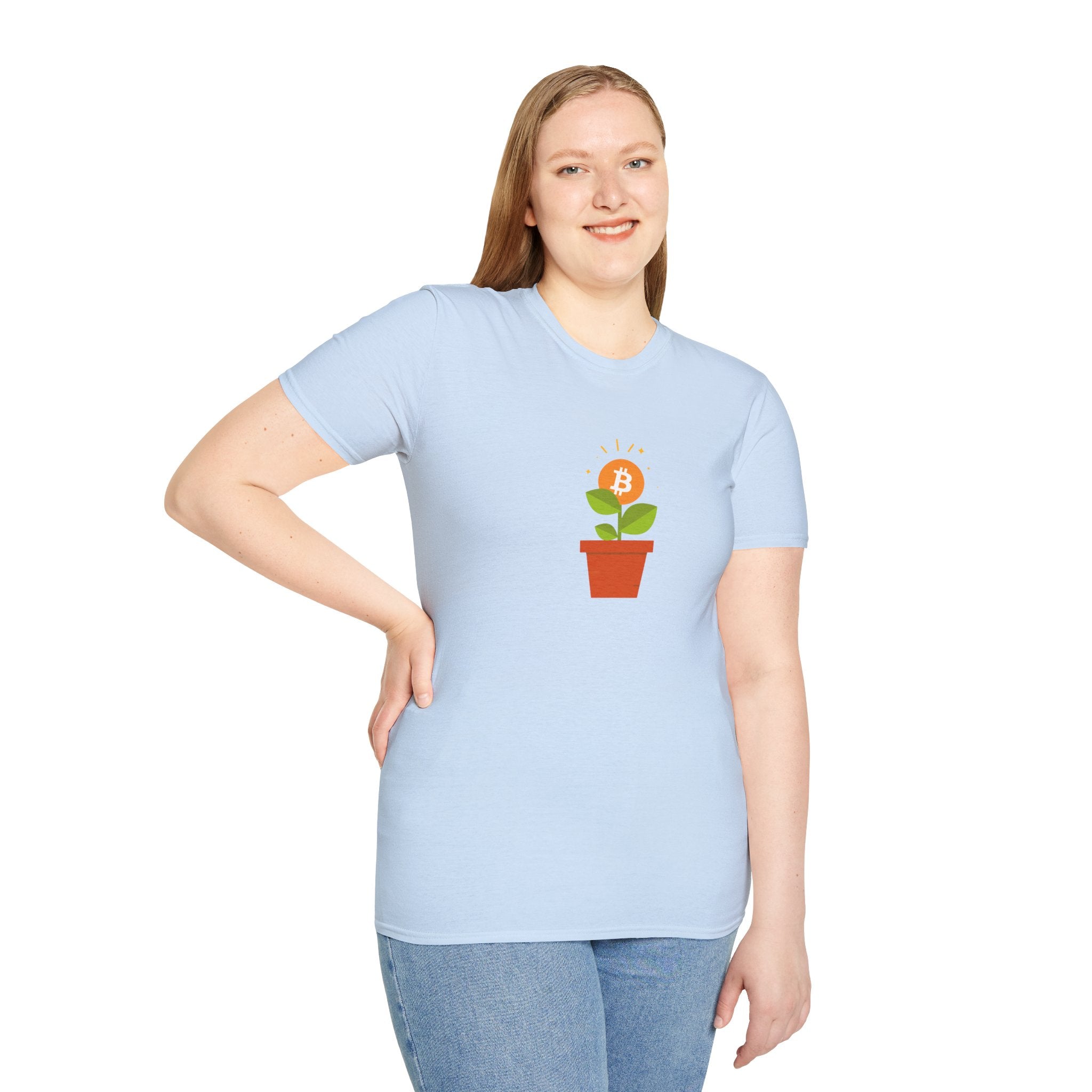 Bitcoin Flower Pot - Cotton T-Shirt