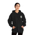 Black hoodie with kangaroo puch with with large white bitcoin logo in white on back and small on front left