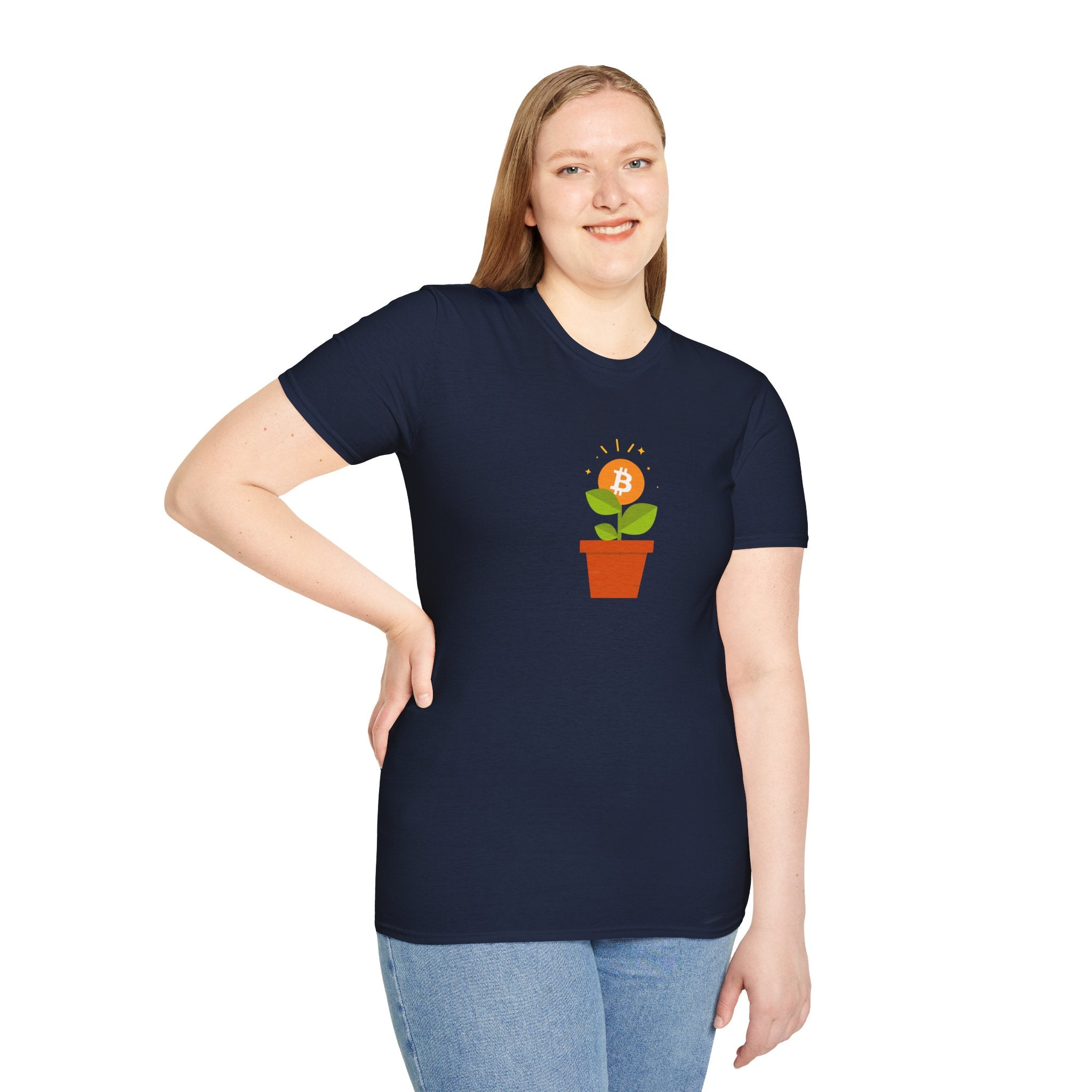 Bitcoin Flower Pot - Cotton T-Shirt