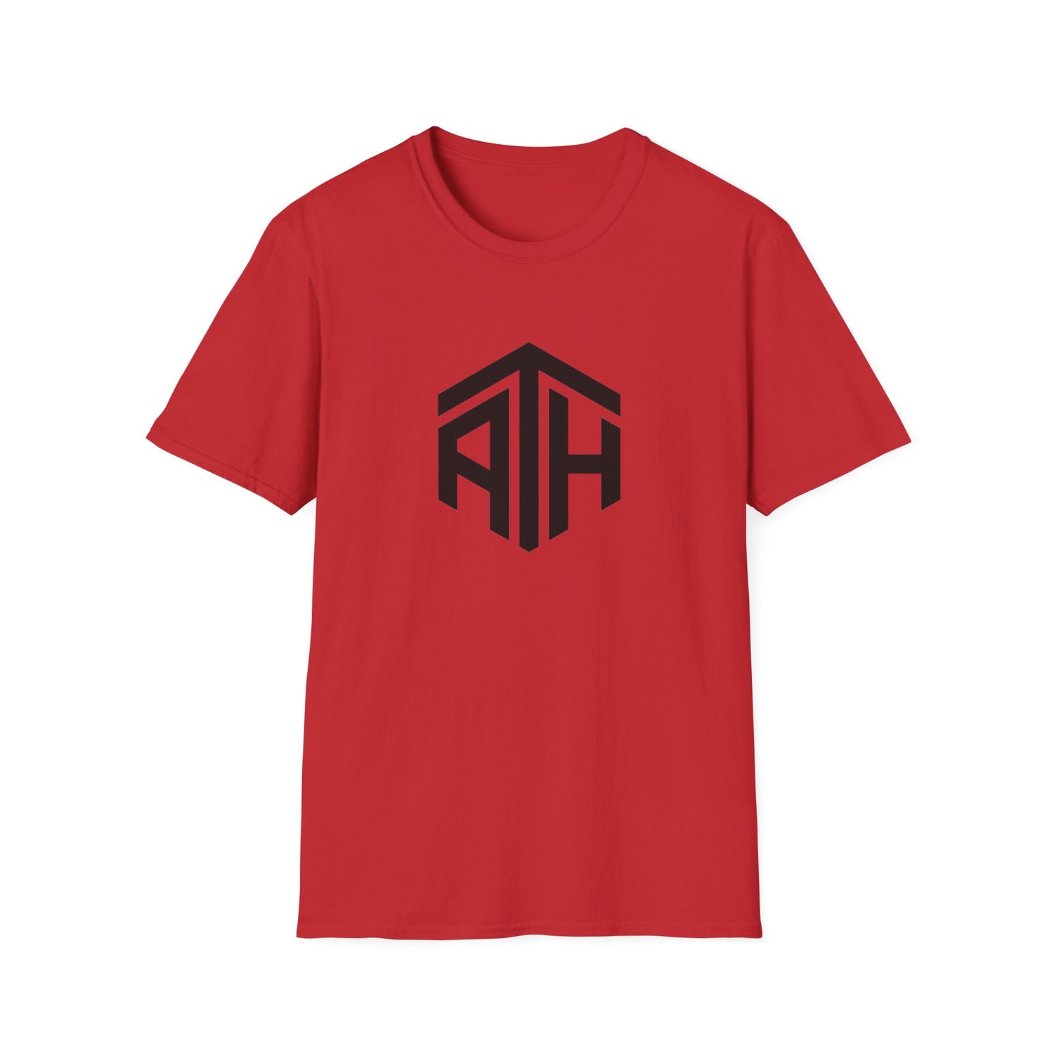 Red crypto t-shirt with ATH (All Time High) in black