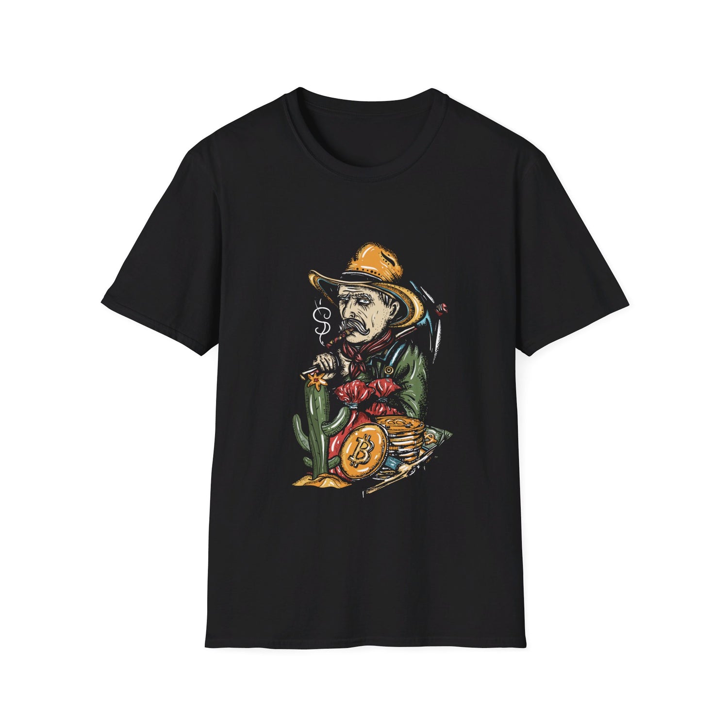 Smoking Bitcoin Man - Cotton T-Shirt