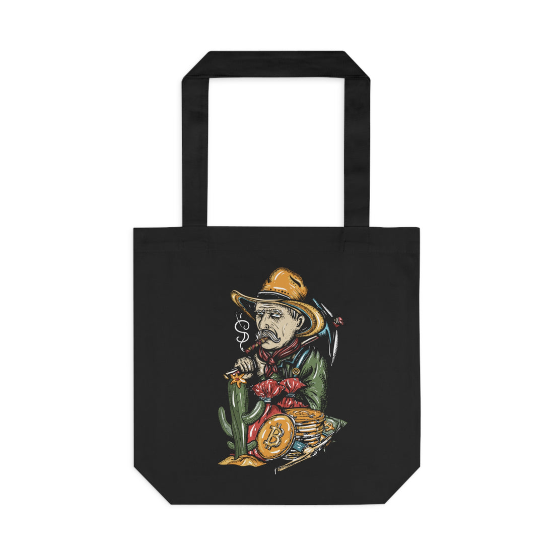 Premium 100% Cotton Tote Bag - Smoking Bitcoin Man